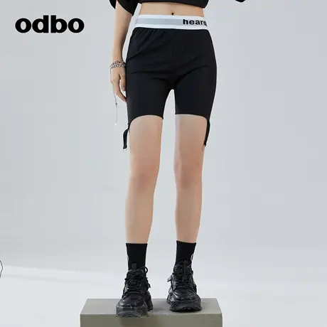 odbo/欧迪比欧logo印花运动骑行裤女夏季新款舒适透气贴身短裤子商品大图