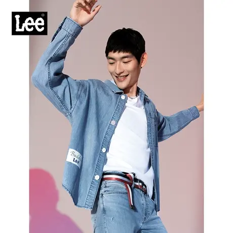 Lee商场同款21新品宽松浅蓝男长袖牛仔衬衫LMT0010915FQ-282图片