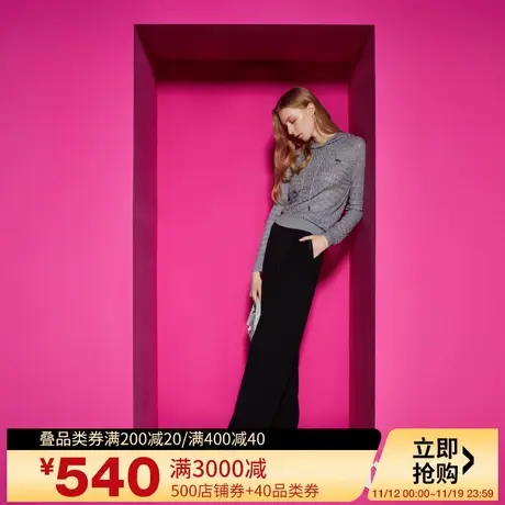 Juicy Couture橘滋2023新款闪烁银河镂空薄款标连帽女针织衫图片