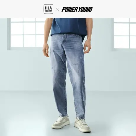HLA/海澜之家POWER YOUNG牛仔九分裤2023春夏新轻薄牛仔九分裤男图片