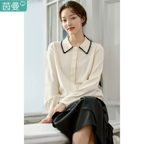 茵曼旗舰店奶呼呼毛衣短款春秋冬温柔气质2022新款设计感女装商品大图