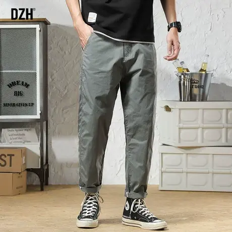 男士纯棉大码裤子男春夏款工装裤九分裤潮牌男裤2023新款休闲裤子商品大图