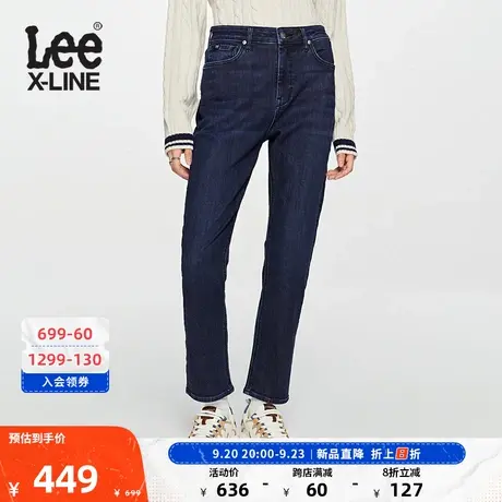 LeeXLINE23秋冬新品423标准磨毛深蓝色女保暖牛仔裤LWB100423101图片