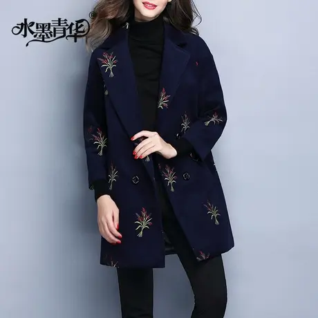 【1件7.9折】冬季新款大气时尚中长款毛呢外套优雅百搭西服大衣女图片