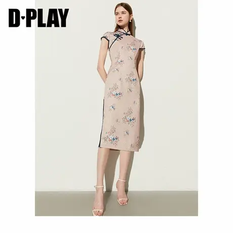 DPLAY夏新中式复古修身气质日常可穿改良旗袍开衩连衣裙图片