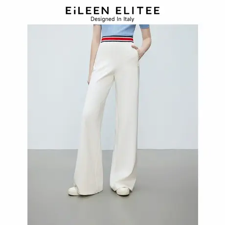 朗姿欧洲EiLEEN ELITEE2025春新款高级感气质白色直筒长裤休闲裤商品大图