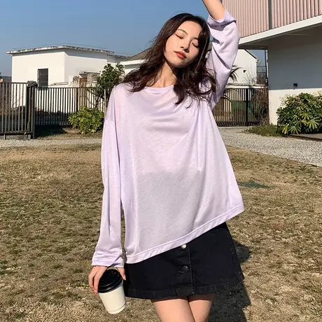 唐狮春秋新款长袖T恤女ins超火内搭上衣减龄漂亮洋气小衫网红图片
