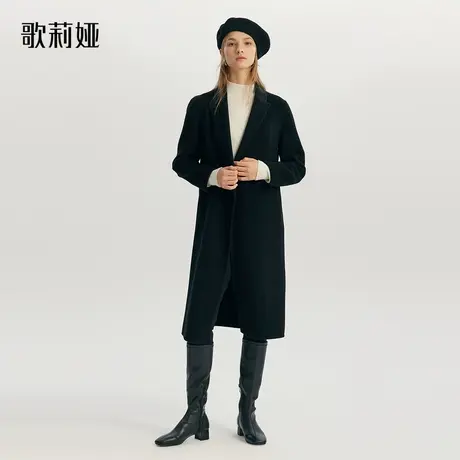 歌莉娅双面呢大衣女冬季新款高端真丝羊毛双排扣长外套1ADC6N080商品大图