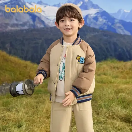 巴拉巴拉男童羽绒服学院风棒球服2025早春新款外套潮商品大图