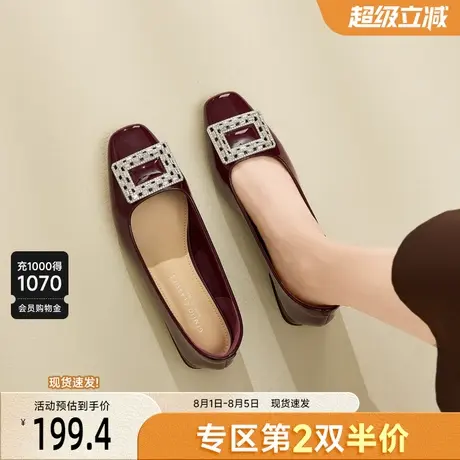 戈美其红色单鞋女2025秋季乐福鞋通勤上班工作鞋女休闲舒适不累脚图片