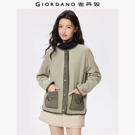 佐丹奴外套女装女装摇粒绒全开胸纽扣外套 13375786图片