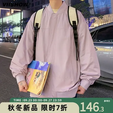 VIISHOW外套男春秋季日系复古休闲工装宽松潮牌飞行员夹克棒球服商品大图