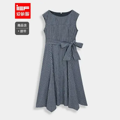 IEF/爱依服裙子2025夏季新款法式成熟优雅气质感格子显瘦背心长裙图片