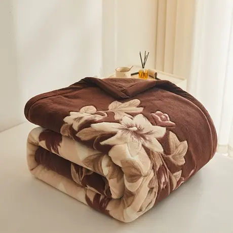 恒源祥纯澳毛双层印花立绒羊毛毯秋冬加厚羊毛毯子8斤厚毯子家用商品大图