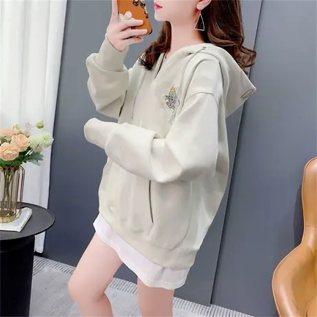 春秋薄款刺绣卡通连帽卫衣女2023年新款早秋宽松休闲显瘦百搭上衣商品大图
