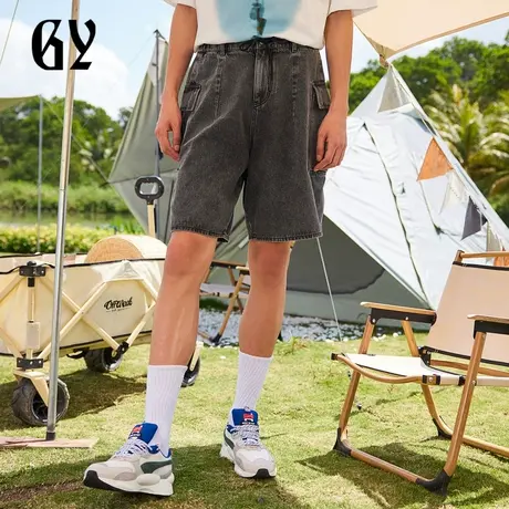 雅戈尔奥莱 GY男装夏季青年韩版休闲时尚潮流蓝色牛仔短裤商品大图