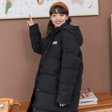尔给外套冬季设计感黑色长款羽绒服女冬中长款小个子2022年新款图片