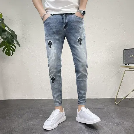 裤子男款春秋季2023新款轻奢潮牌男款牛仔裤高街流行痞帅男士长裤商品大图