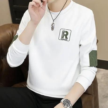 男士卫衣春秋款秋季潮牌男装白色百搭衣服薄款长袖T恤外穿秋衣男商品大图