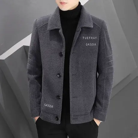 秋季男士呢子外套韩版潮流新款夹克秋冬季毛呢大衣男加厚短款秋冬商品大图