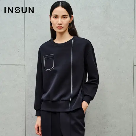 INSUN恩裳线上专选秋季宽松解构空气层卫衣商品大图