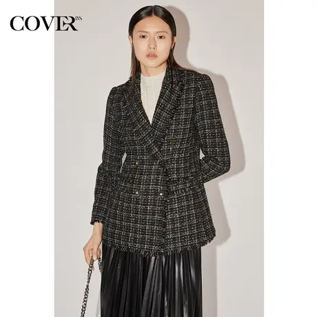 COVER冬季花纱通勤百搭西装外套图片