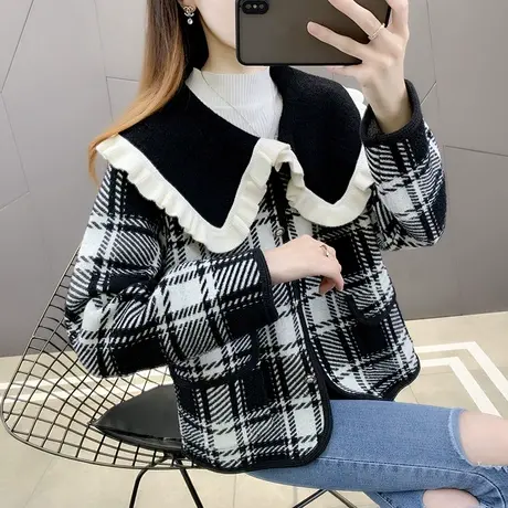 女士小香风短外套秋装2023年新款秋季爆款水貂绒毛衣针织开衫春秋图片