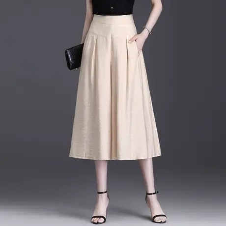 裙裤女夏季薄款冰丝阔腿裤2025新款显瘦宽松大码七分裤裙休闲裤子商品大图