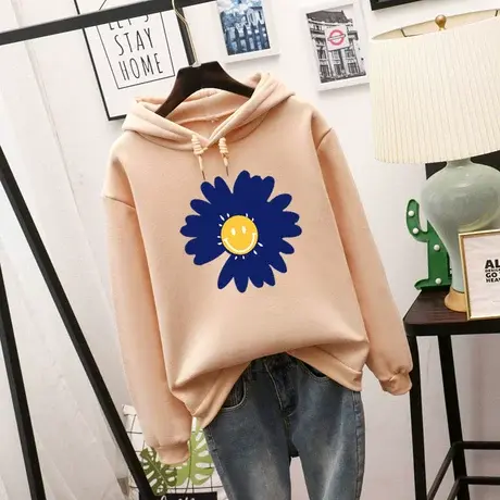 连帽卫衣女宽松韩版2024新款潮ins秋冬加厚bf慵懒加绒上衣外套图片