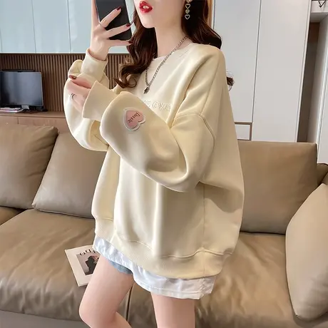 小个子卫衣女春秋韩版宽松薄款设计感小众百搭学生假两件上衣外套图片