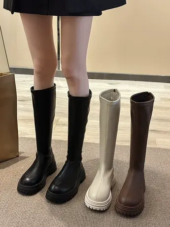 长筒靴女春秋2023新款高筒厚底马丁靴小个子不过膝长靴显瘦骑士靴图片