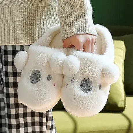 可爱毛绒兔棉拖鞋女居家室内厚底ins潮防滑卡通家用毛拖鞋女冬天商品大图