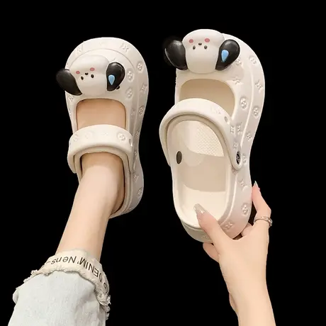 新款洞洞鞋女夏季外穿可爱小狗厚底增高防滑包头两穿玛丽珍凉拖鞋商品大图