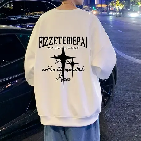 美式印花卫衣男秋冬季加绒加厚高街复古重磅保暖内搭情侣无帽外套商品大图