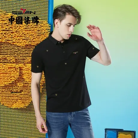 柒牌抗菌清仓POLO衫男时尚简约夏季薄款翻领柒先生绣花短袖T恤潮图片