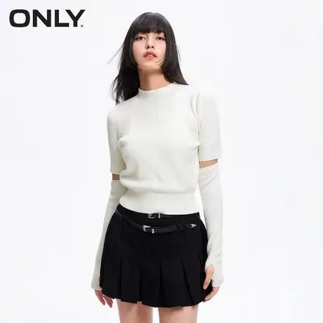 ONLY奥莱春季新款潮酷百搭半高领泡泡袖纯色针织衫女图片