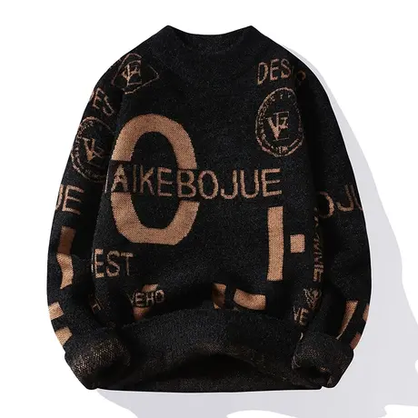 青少年水貂绒毛衣男冬季打底针织衫加厚羊绒衫初高中学生潮流上衣商品大图