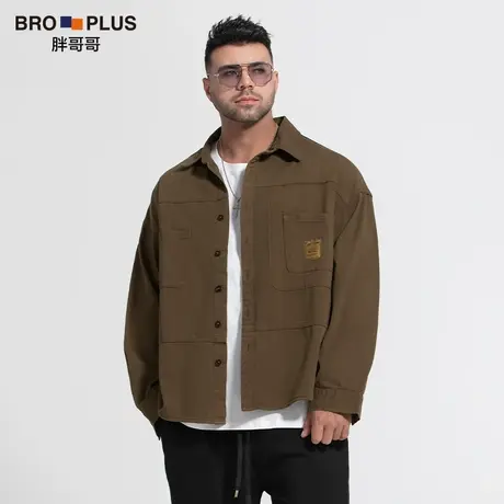 胖哥哥衬衫男大码新款2023年设计感高端加肥加大休闲衬衫外套潮胖商品大图