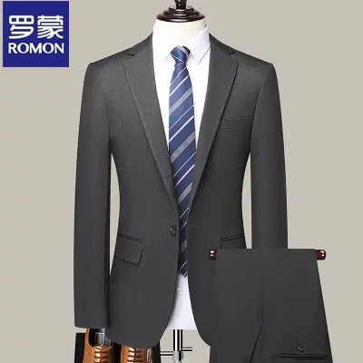 罗蒙西服套装男士韩版修身外套新郎礼服商务职业正装小西服伴郎服图片