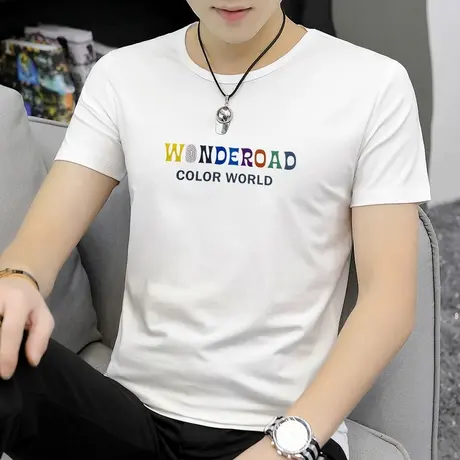 短袖t恤男装莫代尔夏季白色上衣服圆领内搭潮流潮牌冰丝半袖男生商品大图