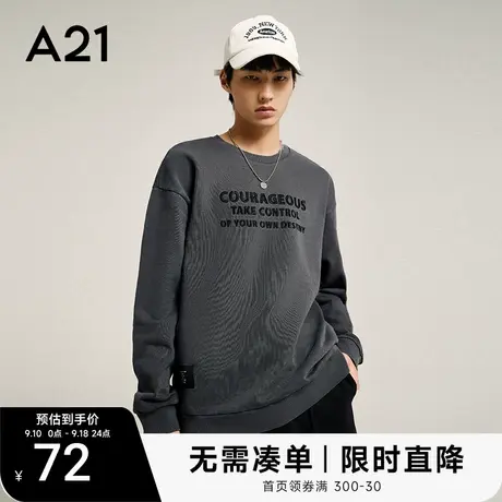 A21男装秋季长袖情侣装男款刺绣圆领卫衣潮牌男士上衣秋装外套男图片