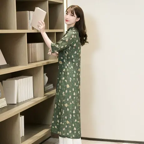 旗袍2022年新款小个子苎麻改良旗袍连衣裙年轻款复古日常可穿长裙商品大图