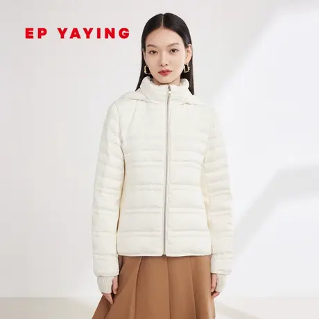 EP YAYING雅莹女装 白鸭绒收腰连帽立领羽绒服 2023秋冬新款Y118A商品大图