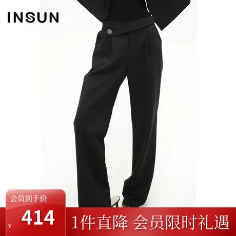 恩裳COVER2023年早春仿TR面料休闲裤高腰直筒裤抗皱垂感弹力裤子图片