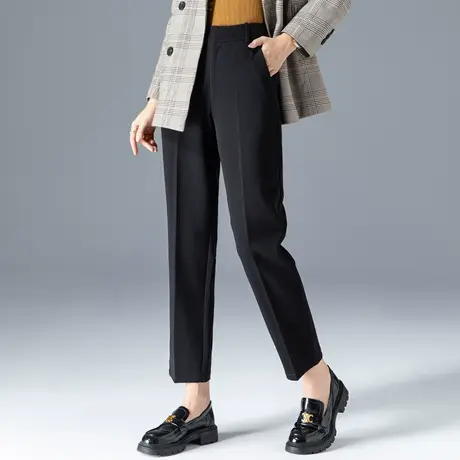 高腰黑色西装裤女春秋2023新款直筒裤休闲九分妈妈裤子秋季烟管裤商品大图