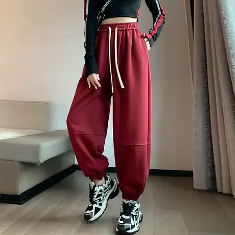 2023新款高腰韩版休闲九分宽松灯笼裤显瘦百搭系带哈伦运动卫裤女商品大图