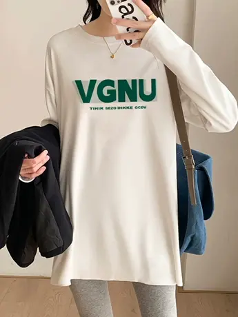 白色内搭打底衫2023早秋新款欧货女装冬季中长款遮臀长袖t恤上衣商品大图