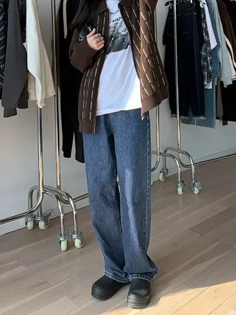 清仓捡漏高腰阔腿裤牛仔裤女春秋2023年新款显瘦个性直筒垂感裤商品大图