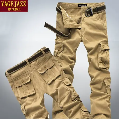 纯棉多口袋工装裤迷彩长裤运动裤男士宽松加大码耐磨全棉休闲裤潮商品大图