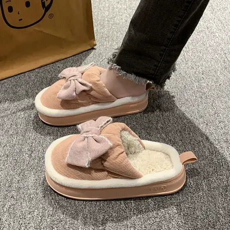 棉拖鞋女冬季新款外穿包跟室内家居厚底可爱毛毛加绒保暖月子棉鞋商品大图